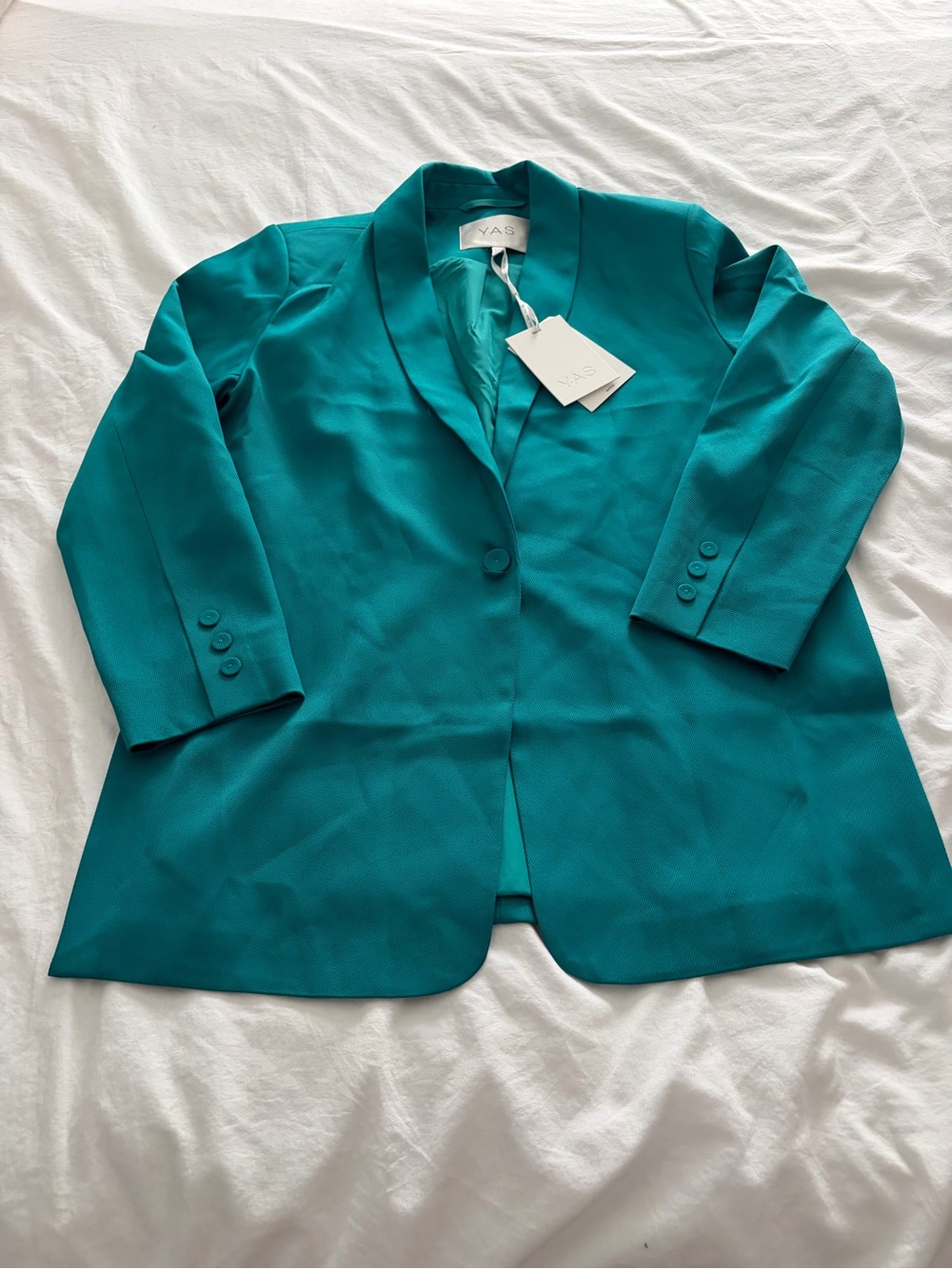 Y.A.S Oversized Turquoise Women's Blazer Longline Tailored Suit Jacket Size XL - Picture 3 of 12